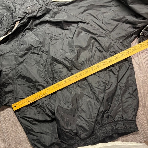 Vintage Adidas Windbreaker Jacket Mens Small Black White Stripe Full Zip Hooded - Picture 7 of 8